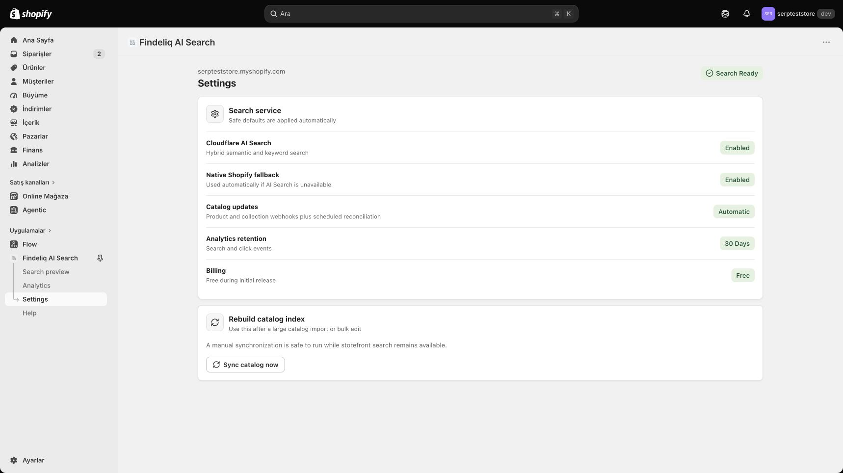 Historical Findeliq search settings from the former free release